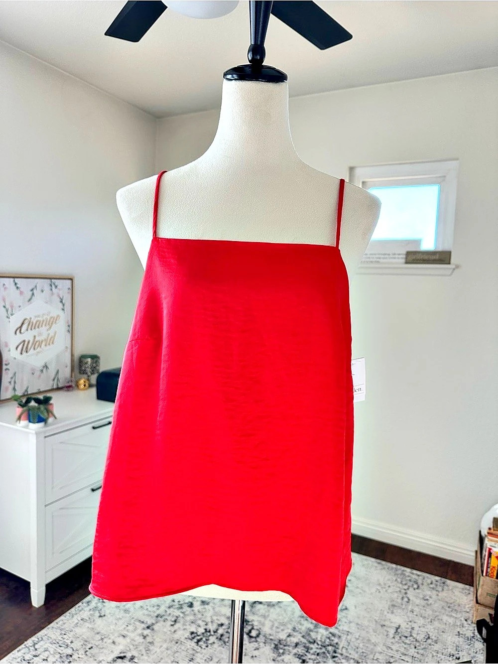 Auden Red Satin Cami Sleep Top Medium Adjustable Straps NWT